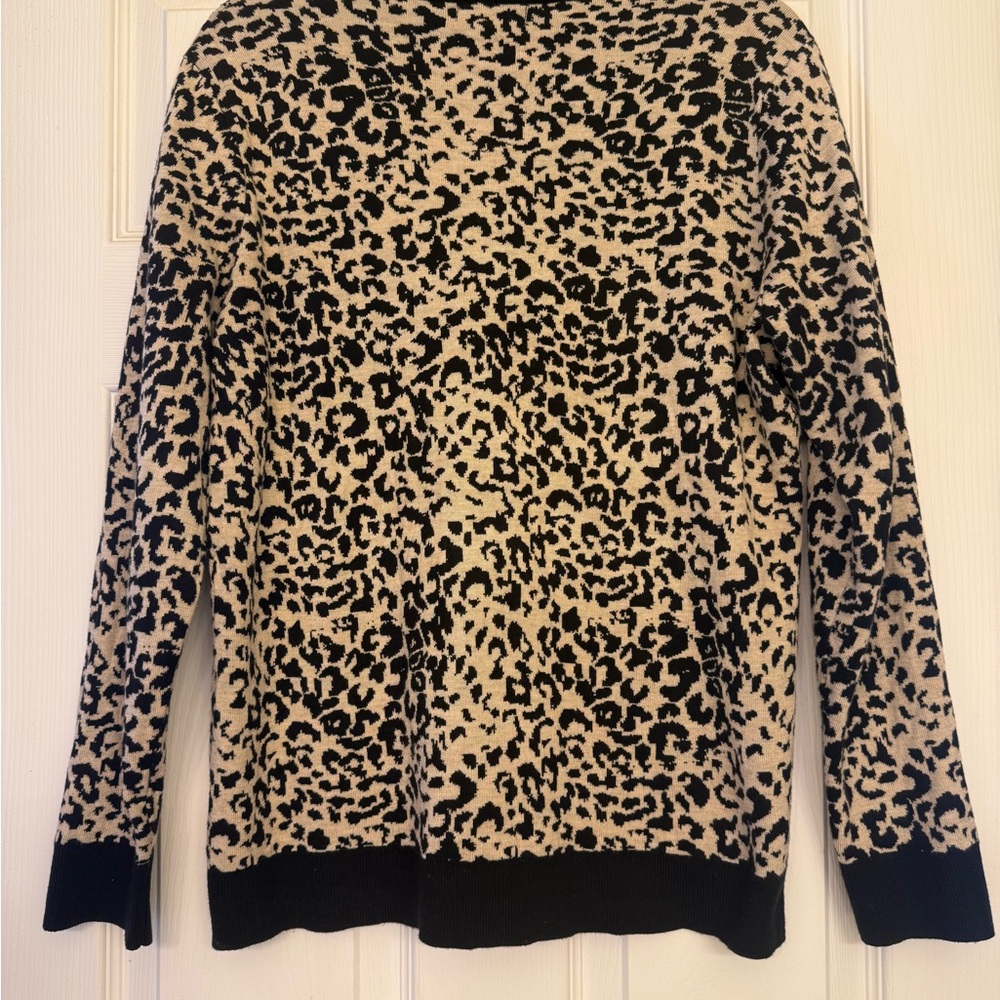 Calvin Klein Black and Tan Leopard Print Sweater